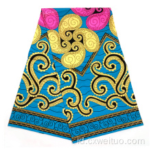 100% Polyester Wax Afrika Cetak Kain Emas